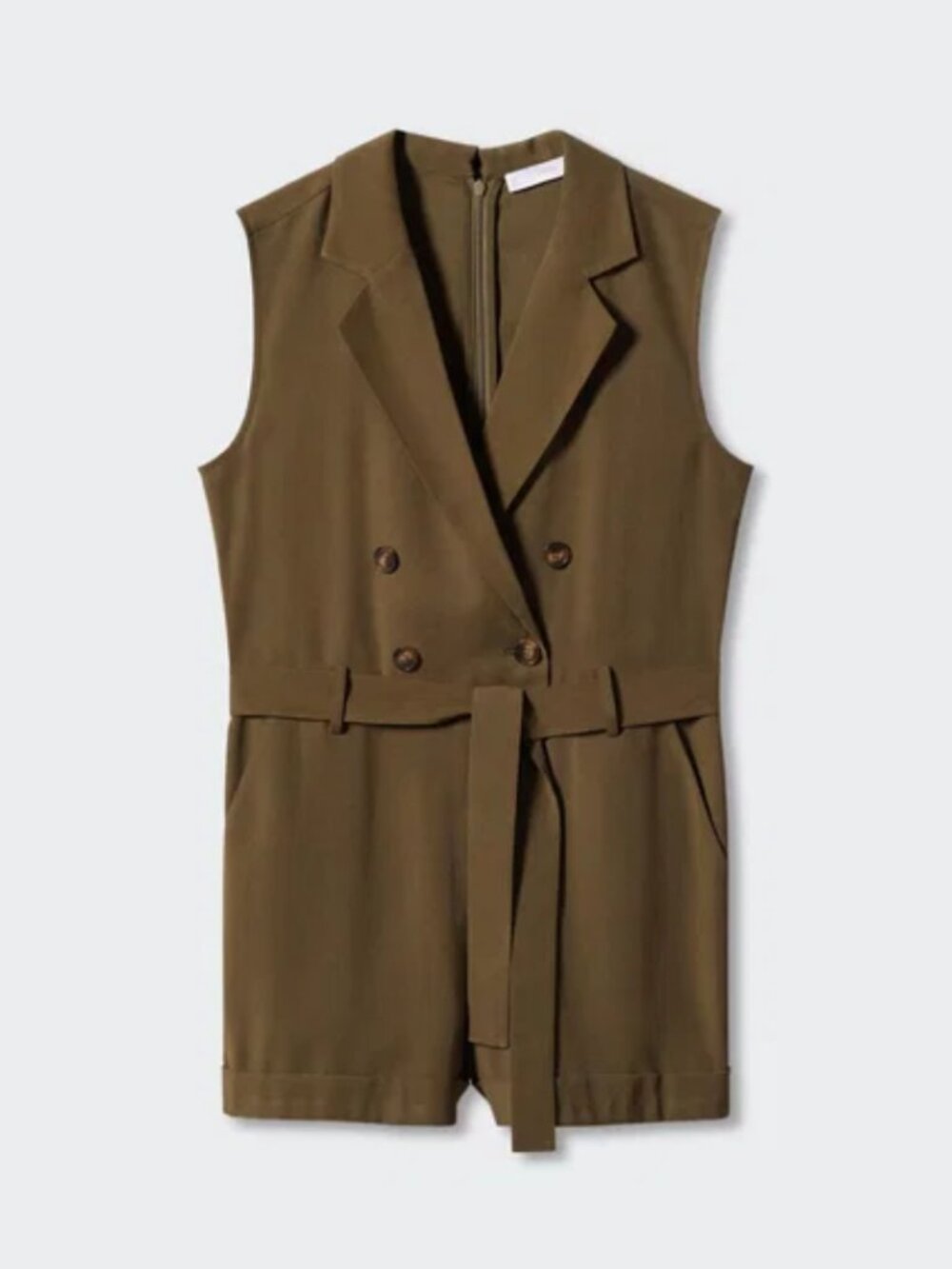 Mango MNG Bow Wrap Playsuit Romper Size 3XL Khaki Green Suit Inspired Military
